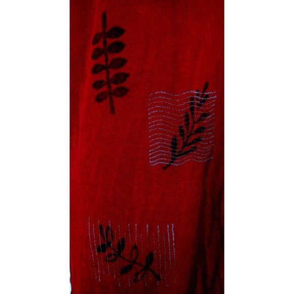 Piccalino Vtg Red Cardi Tank Traveler Tunic Length Asian Fern Faux 2Pc PLUS 18W - Picture 7 of 9